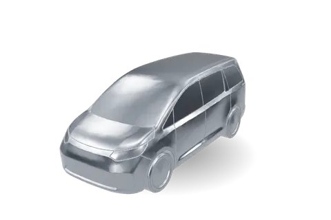 A titanium model of a minivan