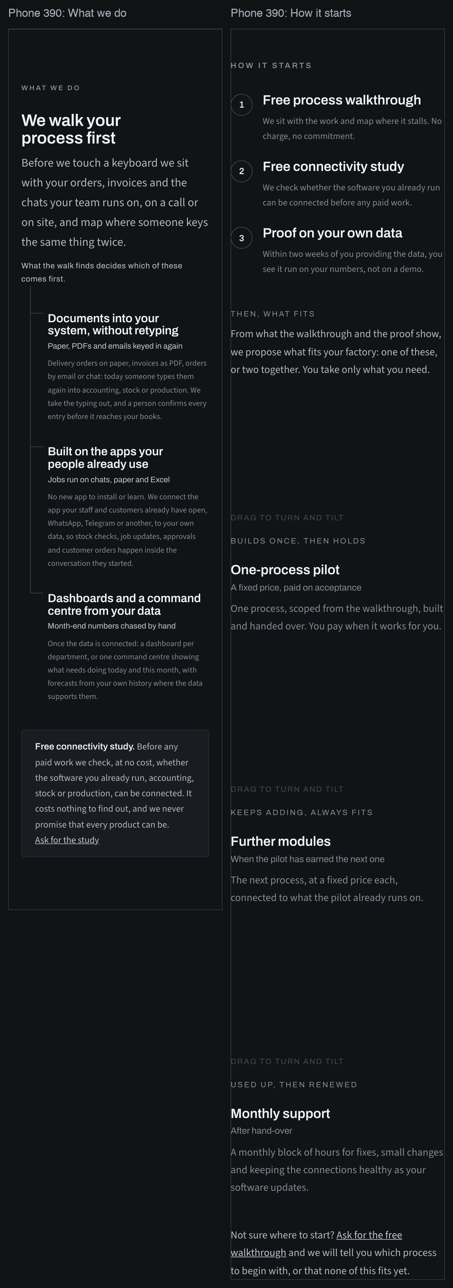 Phone 390: What we do and How it starts